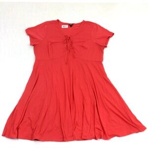 Torrid Red Short Sleeve Lace Up Skater Dress Size 3 Plus Size Work Office Mini